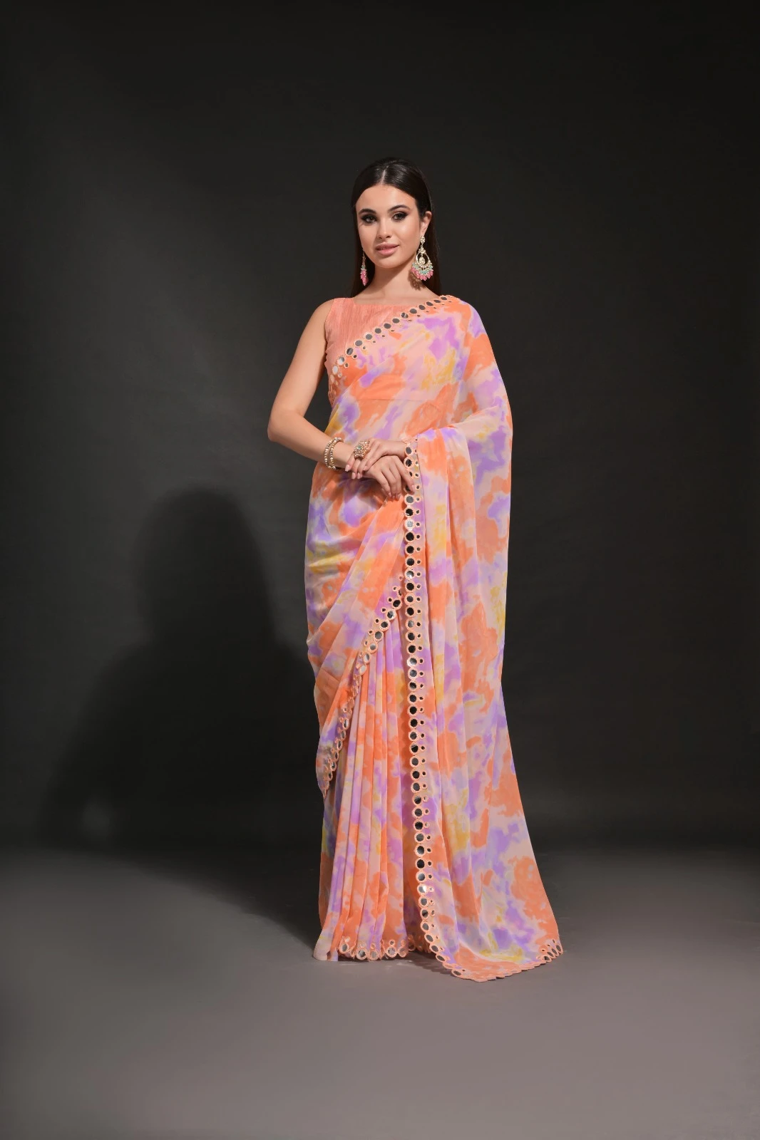 Pc Mirza Georgette Wholesale Fancy Sarees Catalog — Wholesale Sarees, MPA wholesale from Surat — view 3